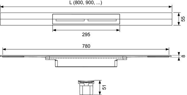    TECEdrainprofile, 800 , PVD Brushed Black Chrome (670801)